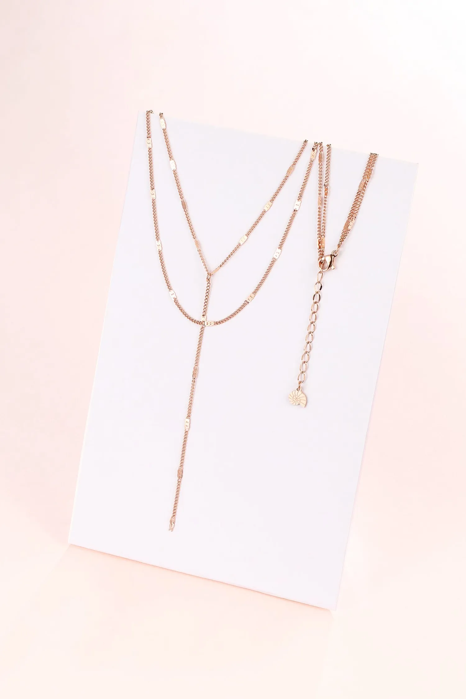 Lariat Necklaces | Filigrane Ketten | Hey Happiness Y Layered Necklace Rose Gold
