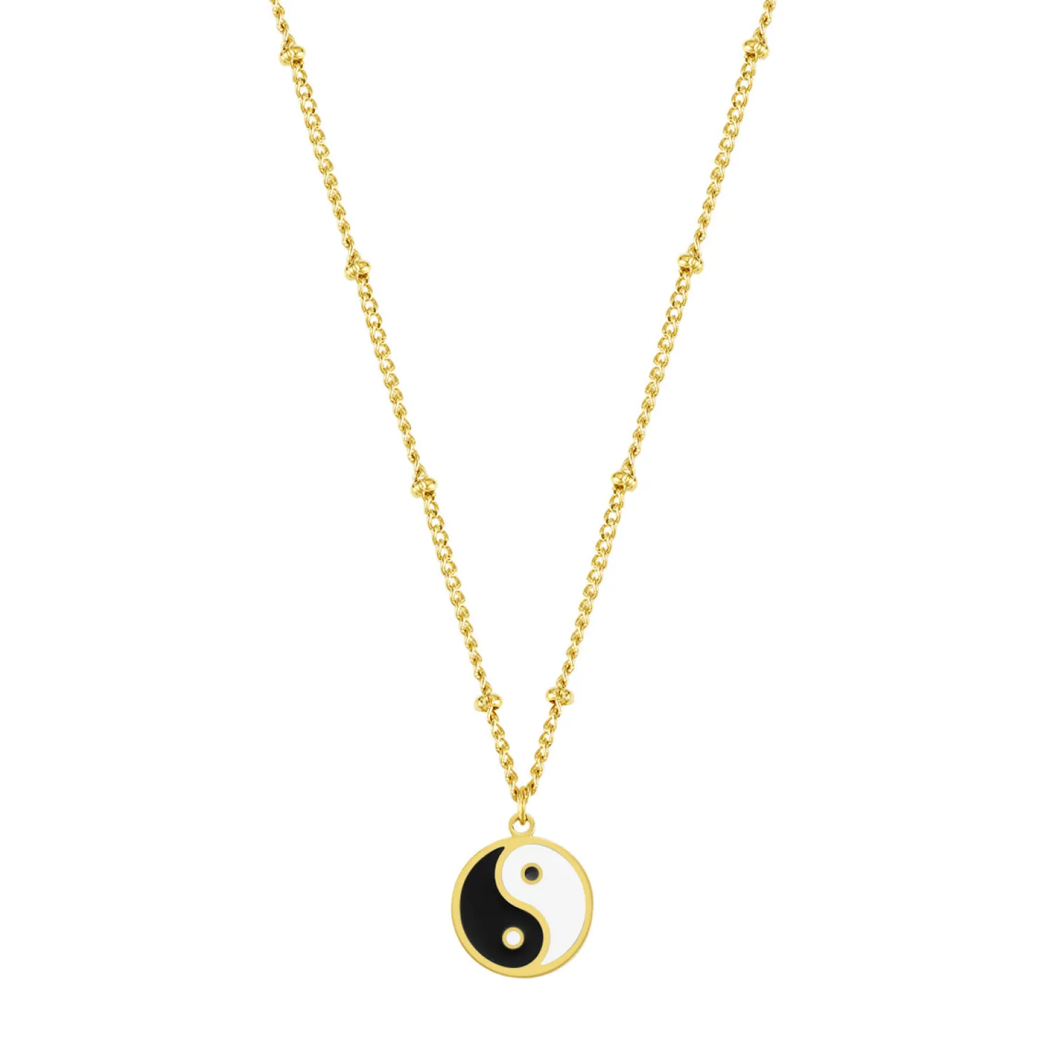 Filigrane Ketten | Hey Happiness Yin Yang Anhänger Kette im Kugelkette-Design in Gold