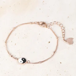 Charm Armbänder | Hey Happiness Yin Yang Armband im Kugelkette-Design in Rosegold Rose Gold