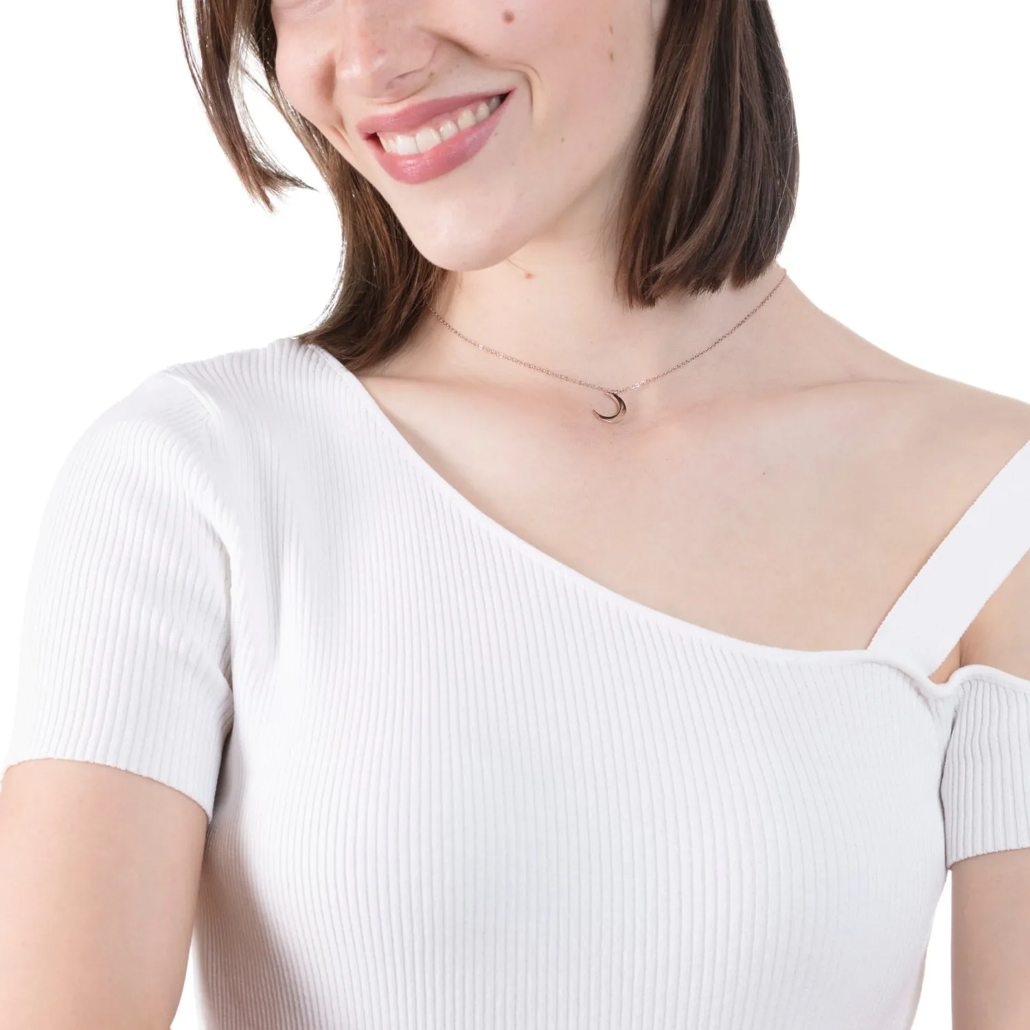 Filigrane Ketten | Hey Happiness Zarte Halbmond Kette in Rosegold Rose Gold