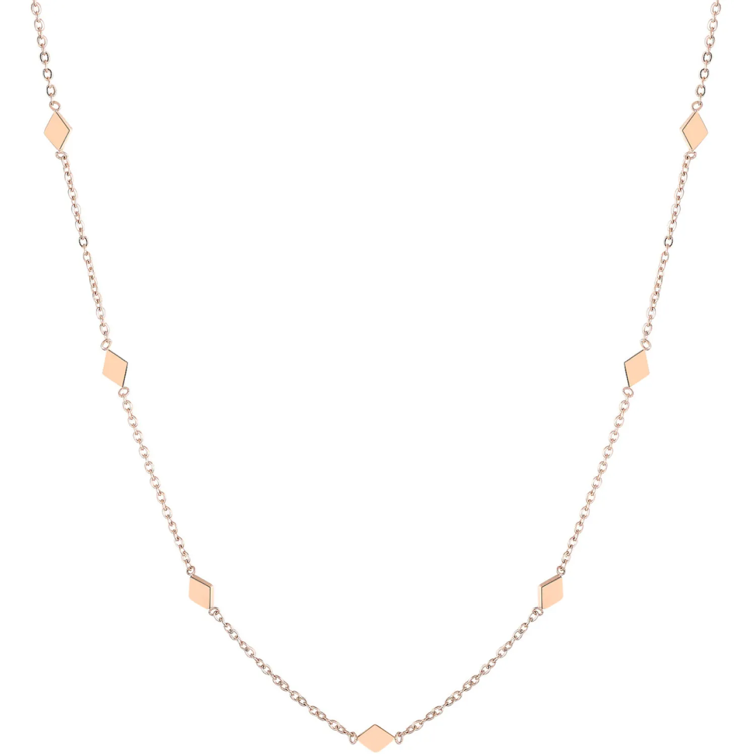 Filigrane Ketten | Hey Happiness Zarte Kette mit Rhombus Anhängern in Rosegold Rose Gold