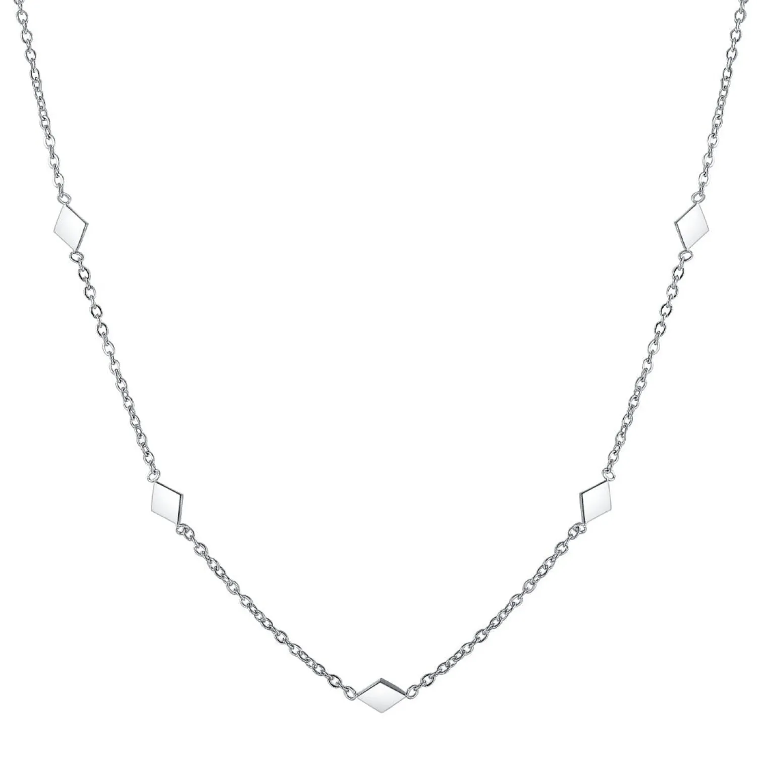 Filigrane Ketten | Hey Happiness Zarte Kette mit Rhombus Anhängern in Silberfarbe Silver