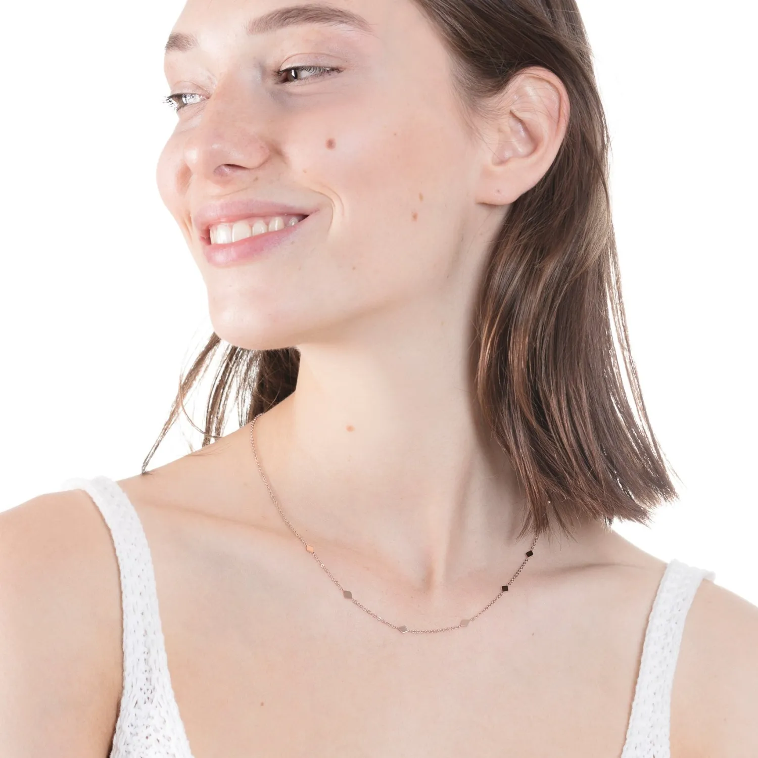 Filigrane Ketten | Hey Happiness Zarte Kette mit Rhombus Anhängern in Rosegold Rose Gold