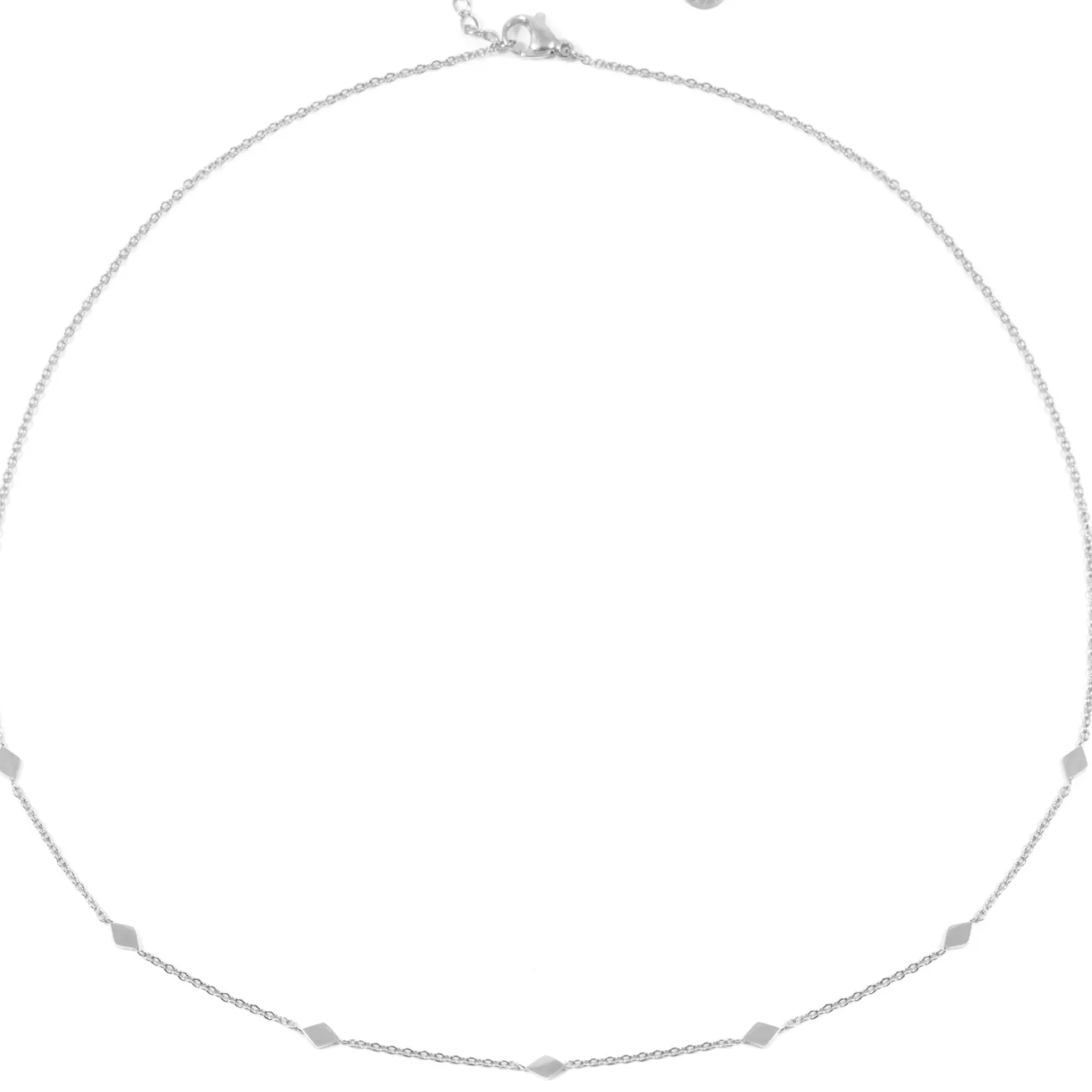 Filigrane Ketten | Hey Happiness Zarte Kette mit Rhombus Anhängern in Silberfarbe Silver