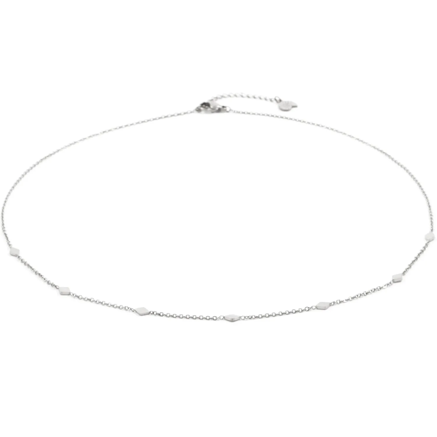 Filigrane Ketten | Hey Happiness Zarte Kette mit Rhombus Anhängern in Silberfarbe Silver