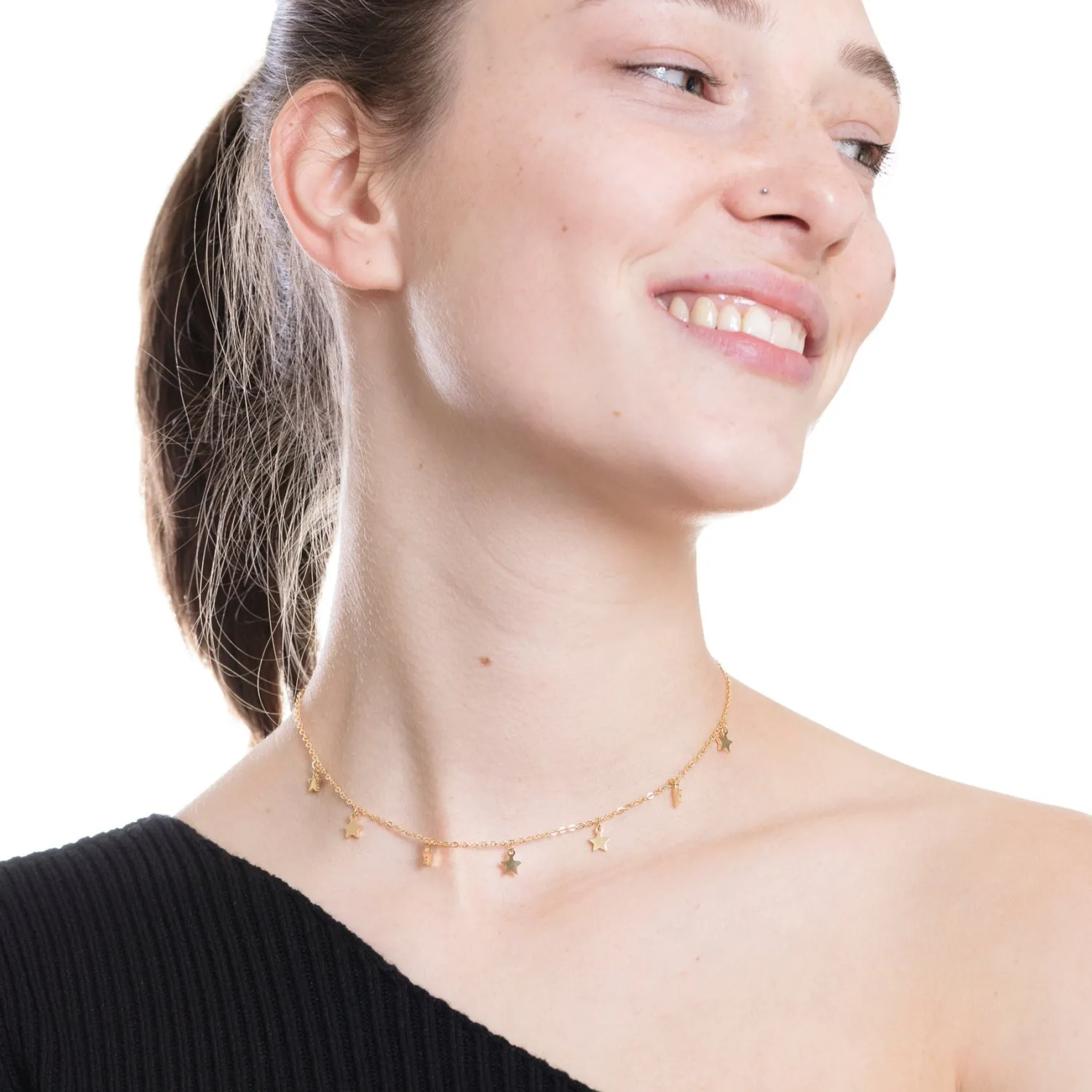 Filigrane Ketten | Hey Happiness Zarte Kette Sterne in farbe Gold