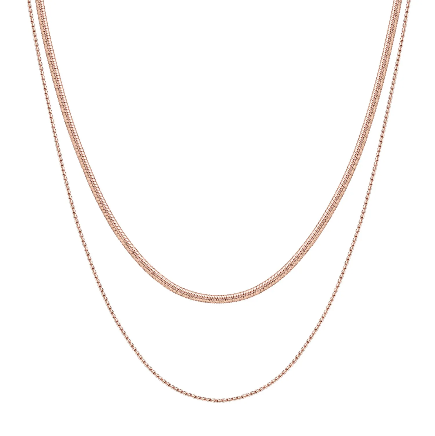 Filigrane Ketten | Hey Happiness Zarte Mehrreihige Schlangenkette Rosegold Rose Gold