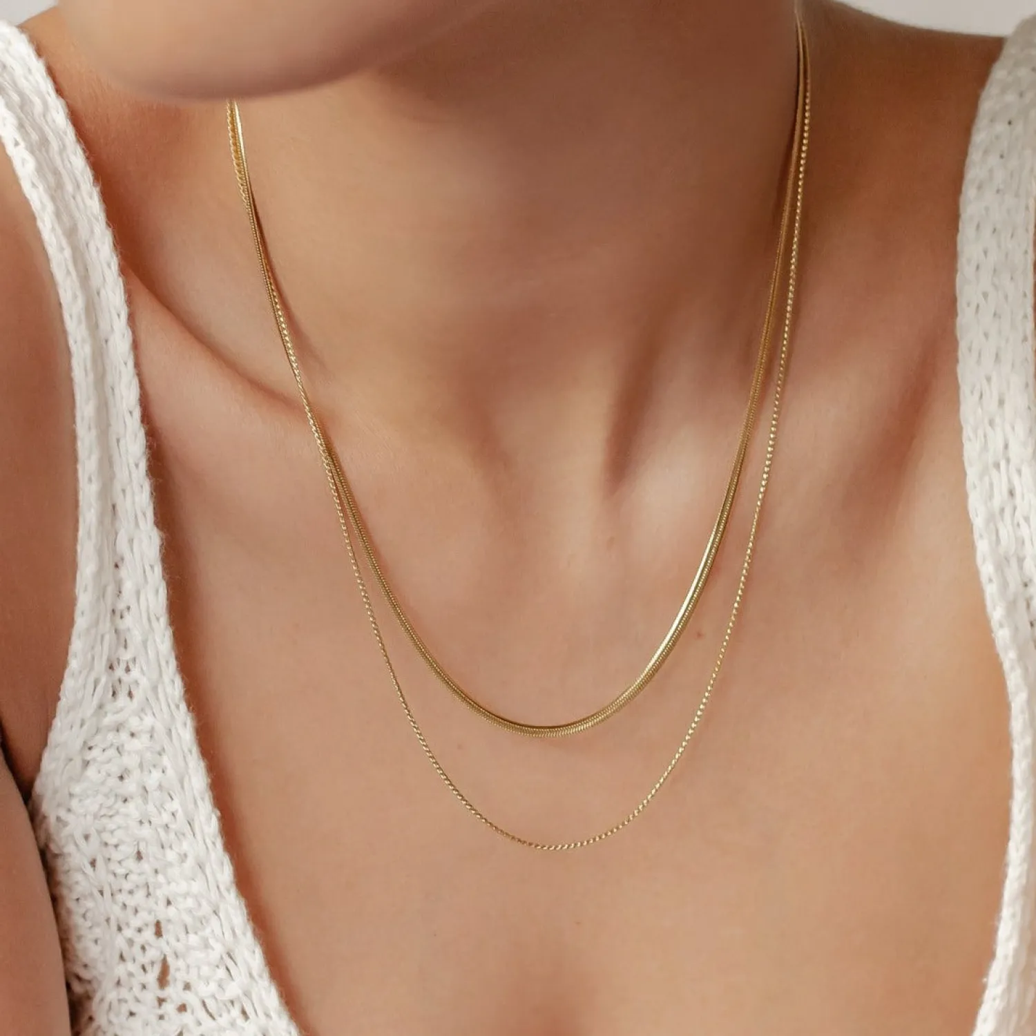 Filigrane Ketten | Hey Happiness Zarte Mehrreihige Schlangenkette Gold