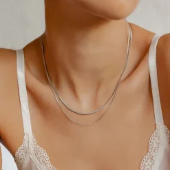 Filigrane Ketten | Hey Happiness Zarte Mehrreihige Schlangenkette Silber Silver