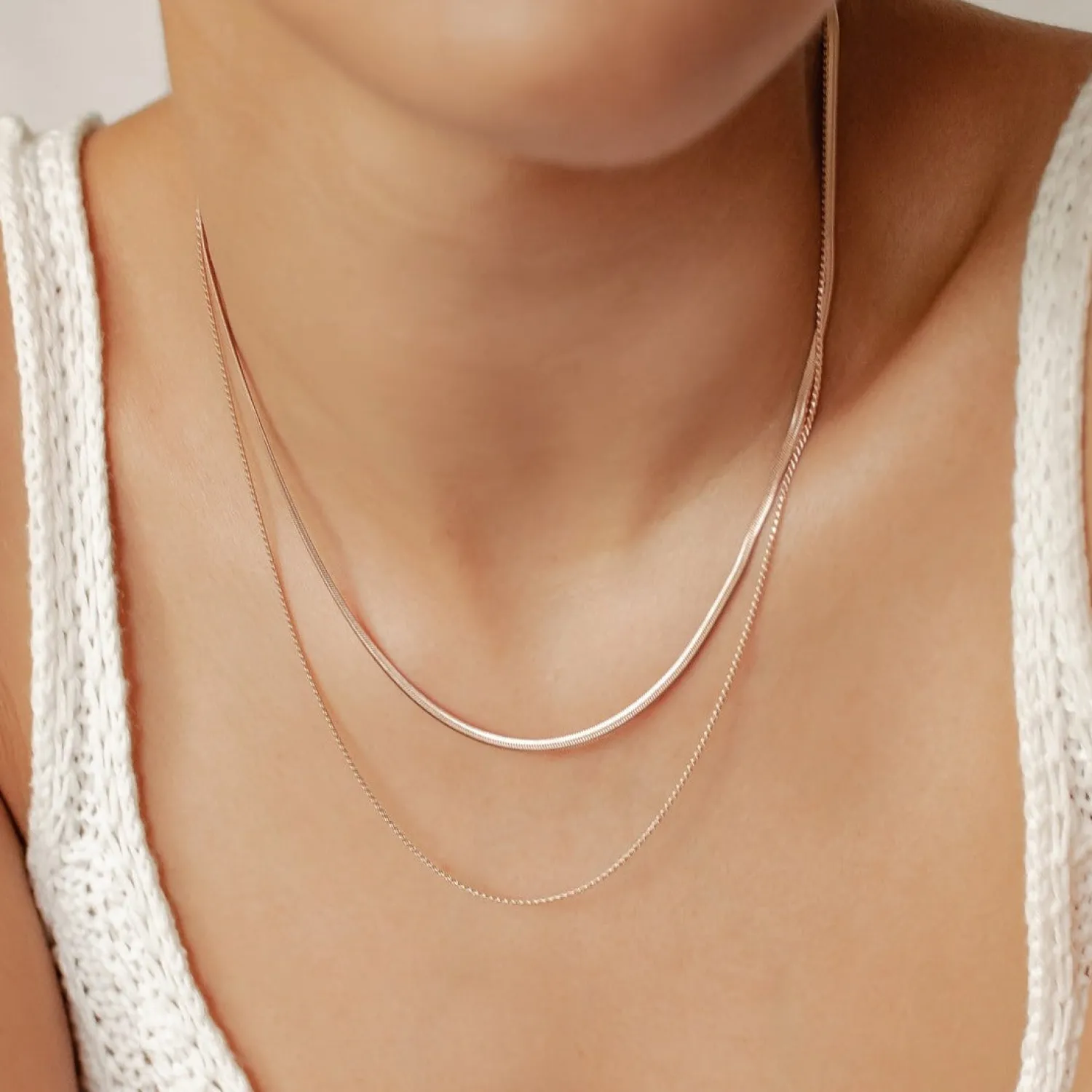 Filigrane Ketten | Hey Happiness Zarte Mehrreihige Schlangenkette Rosegold Rose Gold