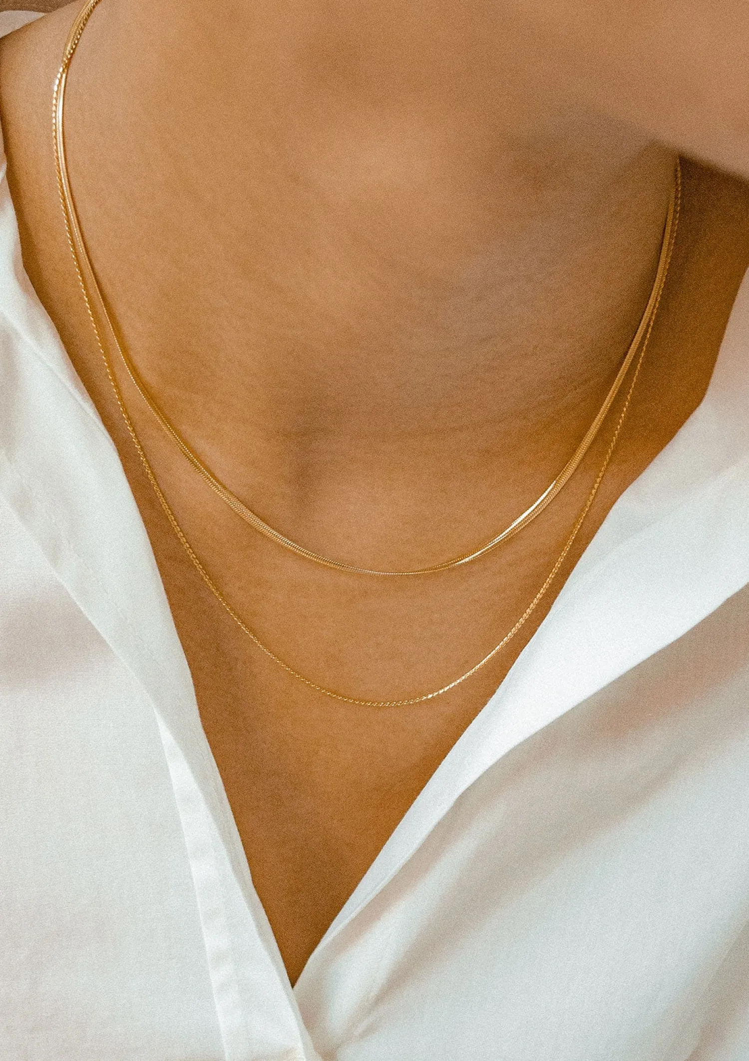 Filigrane Ketten | Hey Happiness Zarte Mehrreihige Schlangenkette Gold