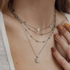 Filigrane Ketten | Hey Happiness Zarte Stern Kette in Silberfarbe Silver