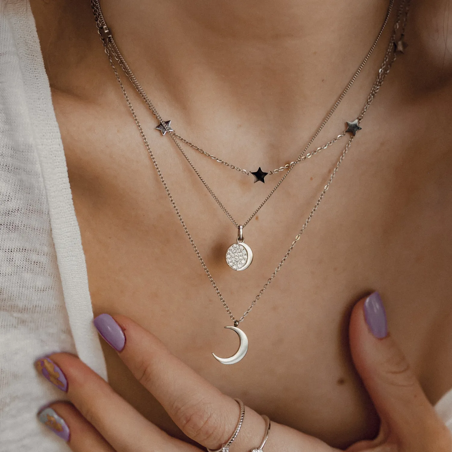 Filigrane Ketten | Hey Happiness Zarte Stern Kette in Silberfarbe Silver