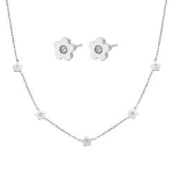 Necklace Sets | Filigrane Ketten | Hey Happiness Zierliche Blume Charm Kette in Silber Silver