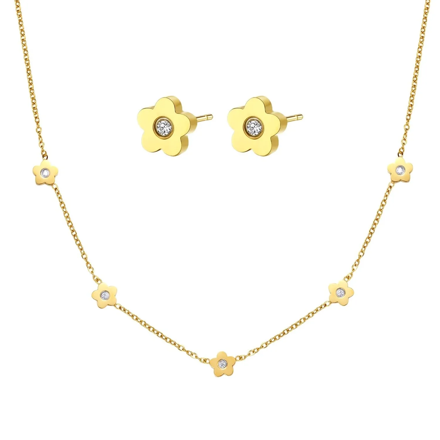 Necklace Sets | Filigrane Ketten | Hey Happiness Zierliche Blume Charm Kette in Gold