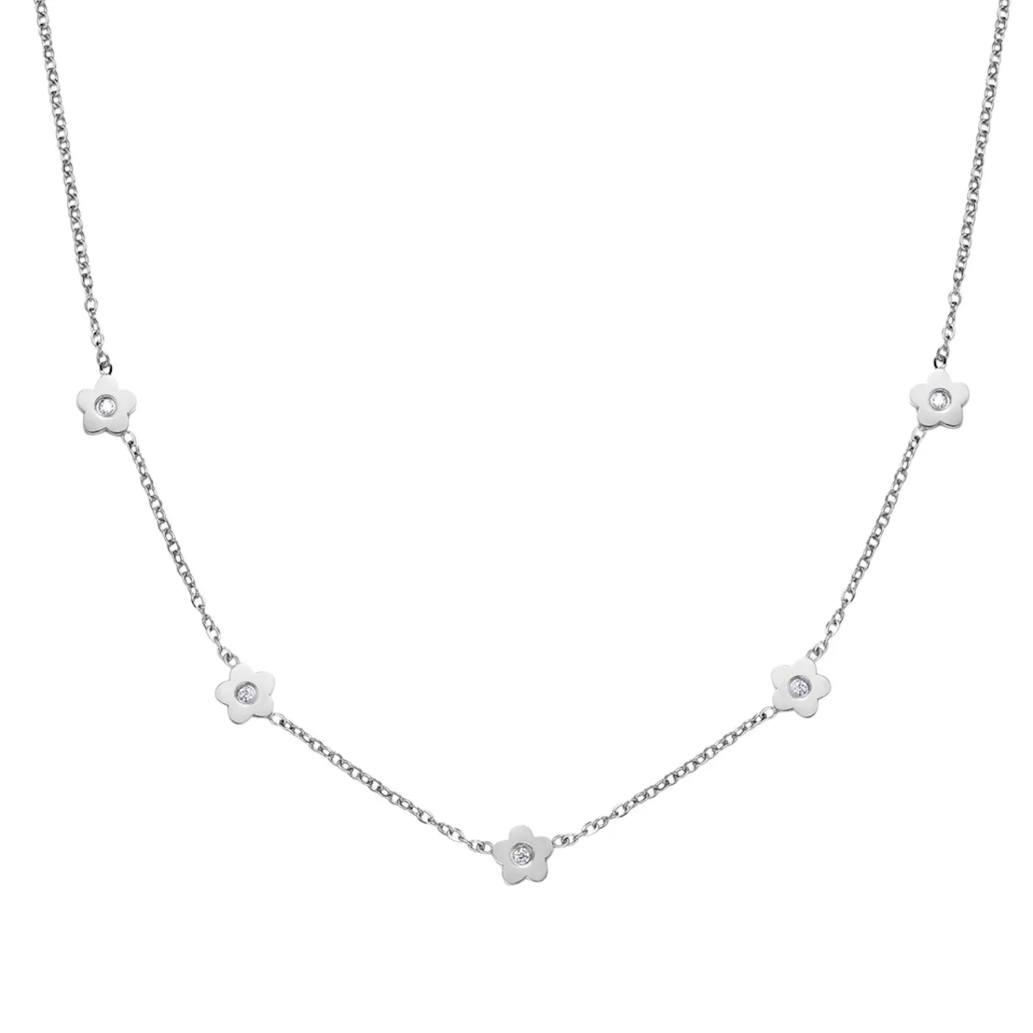 Necklace Sets | Filigrane Ketten | Hey Happiness Zierliche Blume Charm Kette in Silber Silver