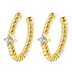 Ear Cuffs | Ohrstecker | Hey Happiness Zirkonia Ear Cuff Kordeldesign Sterlingsilber in Gold