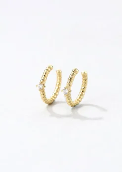 Ear Cuffs | Ohrstecker | Hey Happiness Zirkonia Ear Cuff Kordeldesign Sterlingsilber in Gold