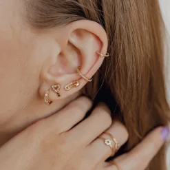 Ear Cuffs | Ohrstecker | Hey Happiness Zirkonia Ear Cuff Kordeldesign Sterlingsilber in Gold