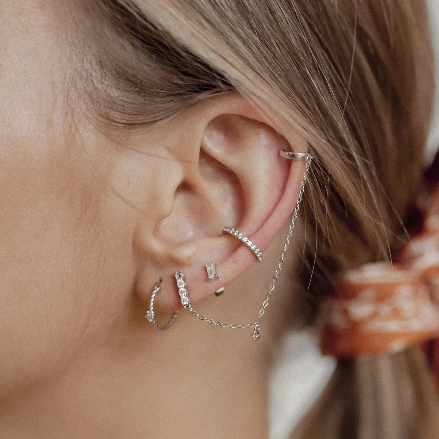 Creolen | Hey Happiness Zirkonia Huggie Ohrringe Kordeldesign Sterlingsilber Silver