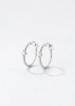 Creolen | Hey Happiness Zirkonia Huggie Ohrringe Kordeldesign Sterlingsilber Silver