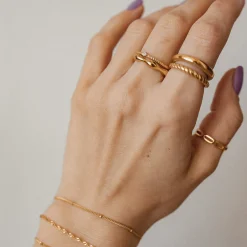 Schlichte Ringe | Hey Happiness Zirkonia Kordelring Sterlingsilber in Gold