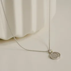 Filigrane Ketten | Hey Happiness Zirkonia Mond Anhänger Kette Sterlingsilber Silver