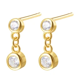 Ohrstecker | Hey Happiness Zwei Kugeln Ohrstecker aus Sterlingsilber in Gold