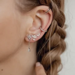Ear Cuffs | Ohrstecker | Hey Happiness Zweireihige Ear Cuff Ohrringe Sterlingsilber Silver