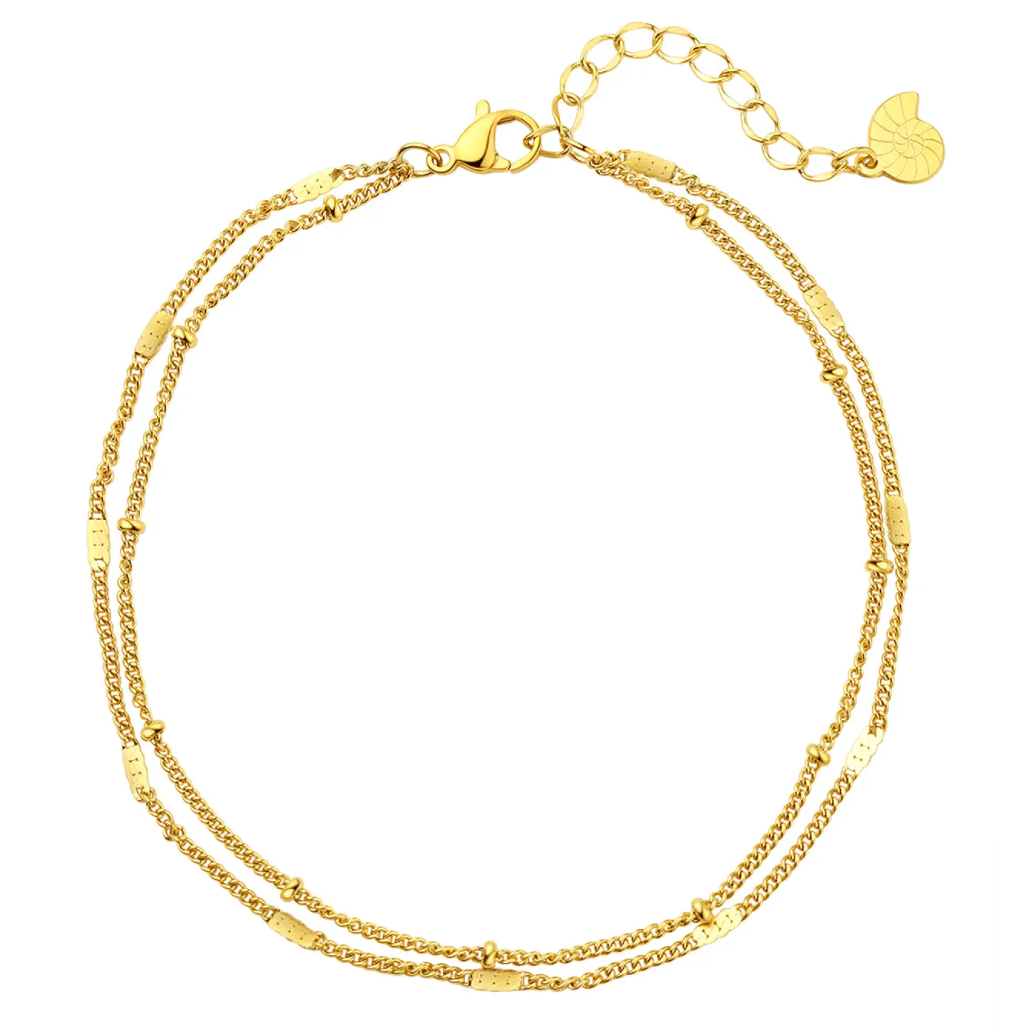 Fußkettchen | Hey Happiness Zweireihige Fußkette in Gold