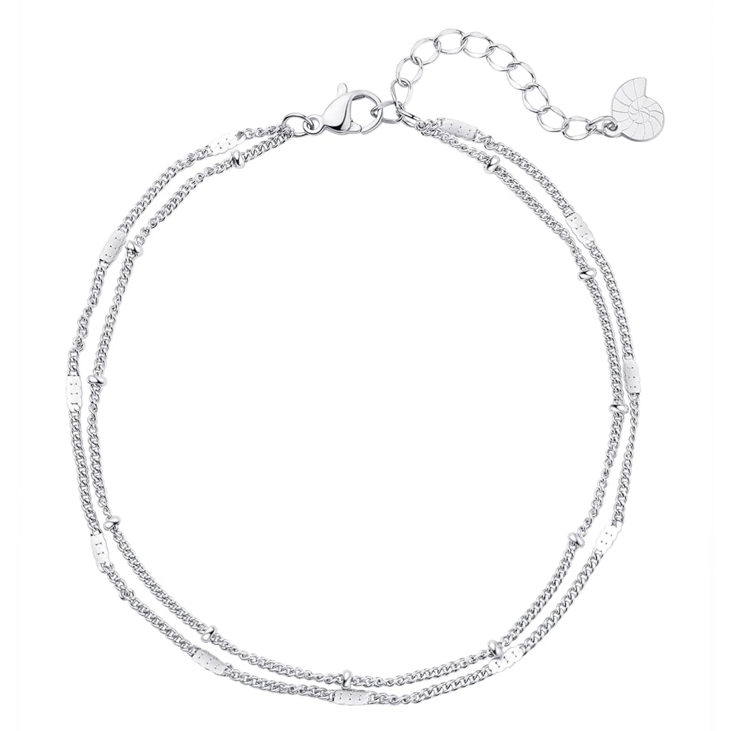 Fußkettchen | Hey Happiness Zweireihige Fußkette in Silber Silver