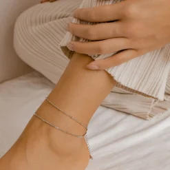 Fußkettchen | Hey Happiness Zweireihige Fußkette in Silber Silver