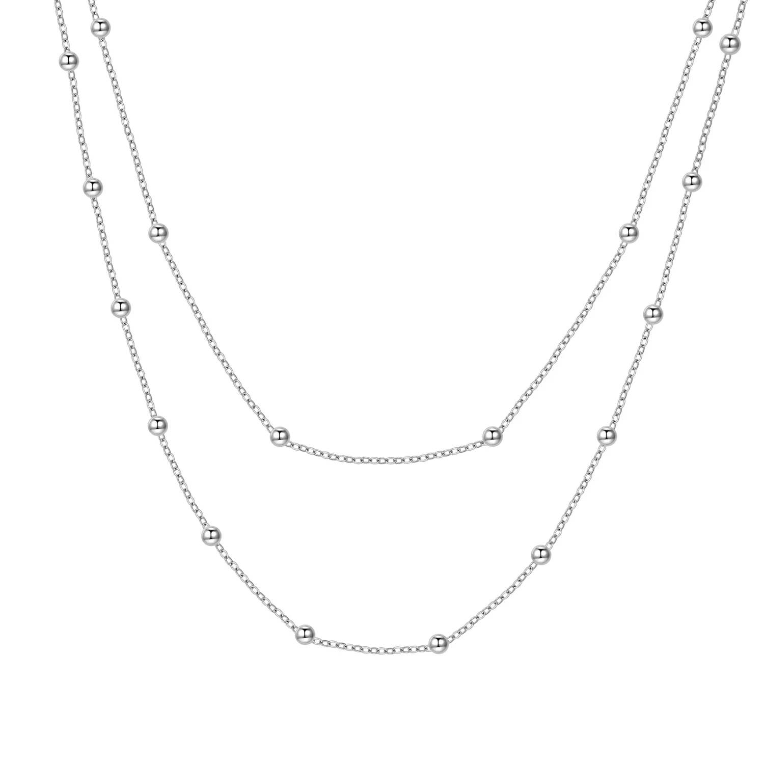 Filigrane Ketten | Hey Happiness Zweireihige Kette Silberfarbe Silver