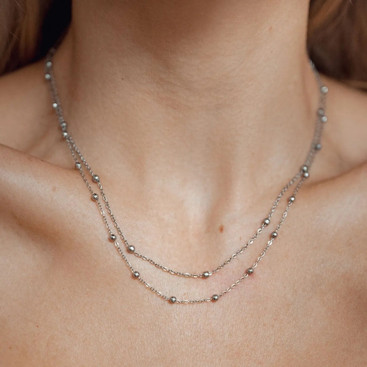 Filigrane Ketten | Hey Happiness Zweireihige Kette Silberfarbe Silver