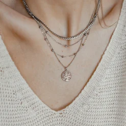 Filigrane Ketten | Hey Happiness Zweireihige Kette Silberfarbe Silver