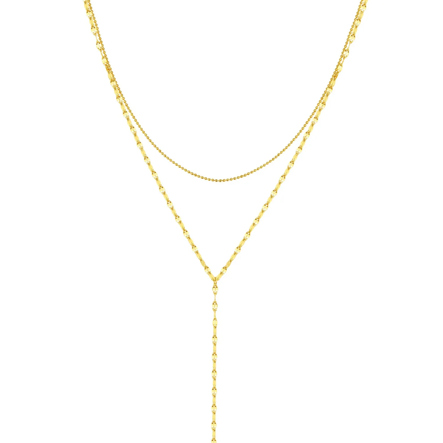 Lariat Necklaces | Filigrane Ketten | Hey Happiness Zweireihige Kugel- und Rolokette Y Form