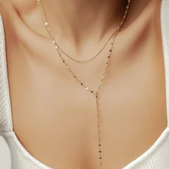 Lariat Necklaces | Filigrane Ketten | Hey Happiness Zweireihige Kugel- und Rolokette Y Form