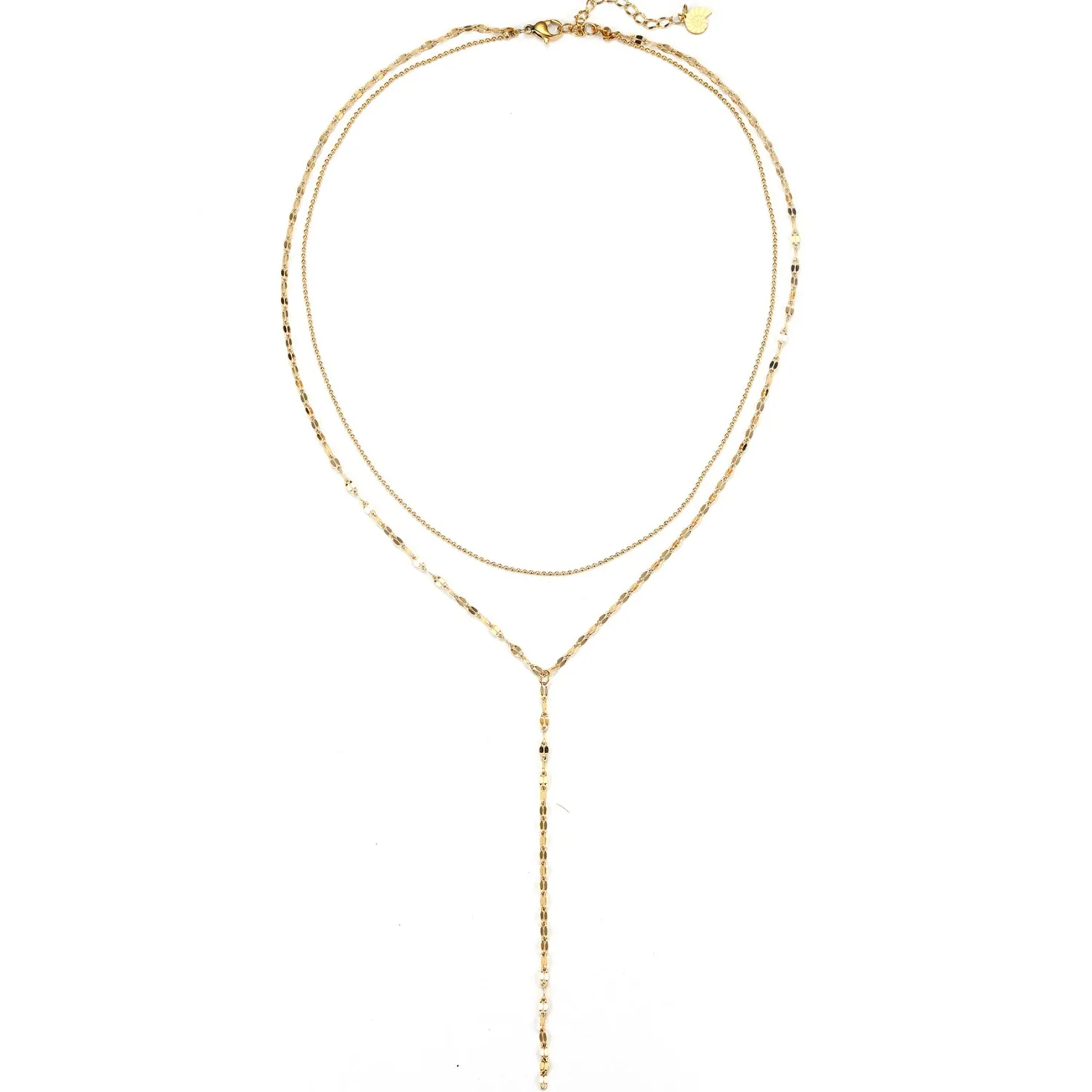 Lariat Necklaces | Filigrane Ketten | Hey Happiness Zweireihige Kugel- und Rolokette Y Form