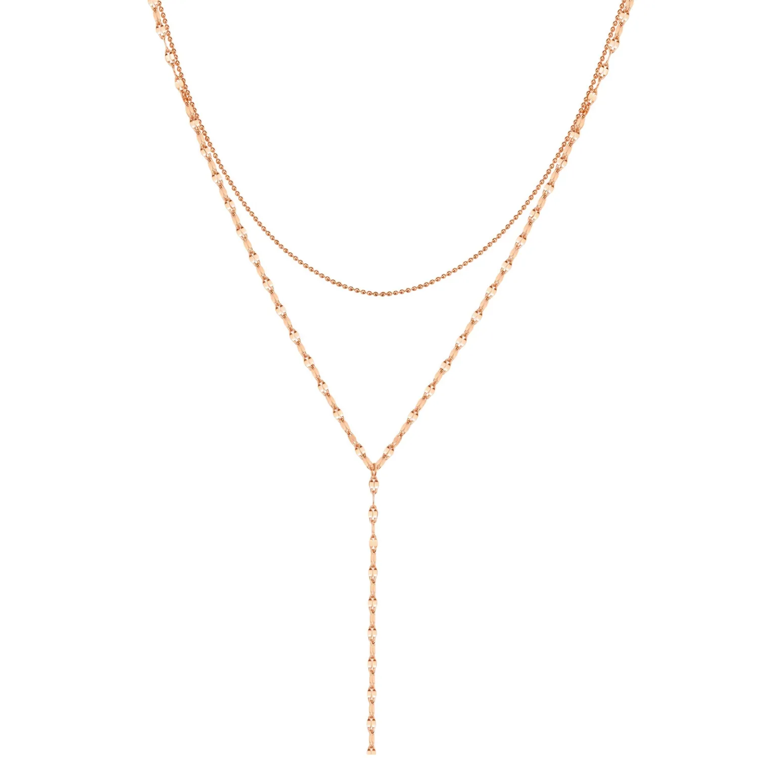 Lariat Necklaces | Filigrane Ketten | Hey Happiness Zweireihige Kugel- und Rolokette Y Form