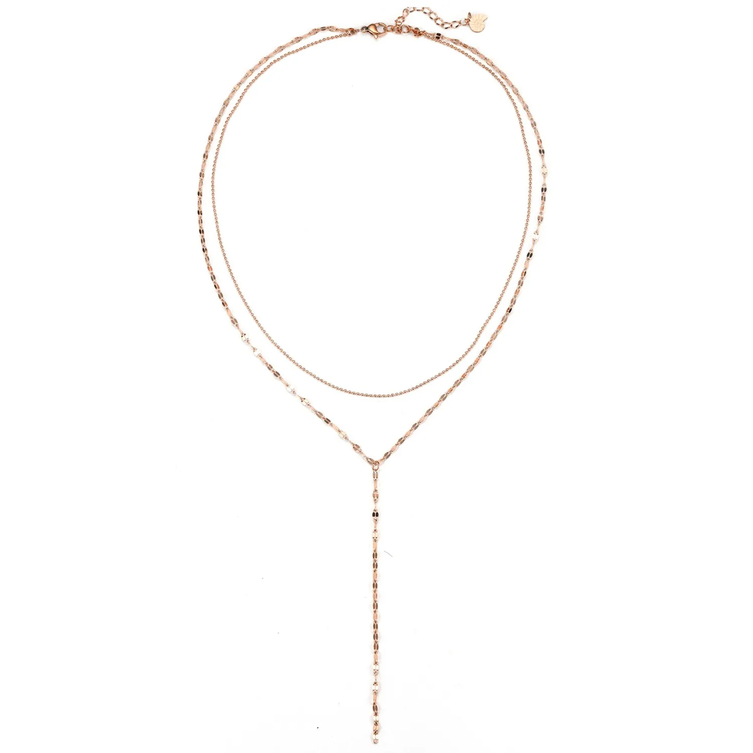 Lariat Necklaces | Filigrane Ketten | Hey Happiness Zweireihige Kugel- und Rolokette Y Form