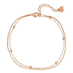 Fußkettchen | Hey Happiness Zweireihige Satellite Fußkettchen Rosegold Rose Gold