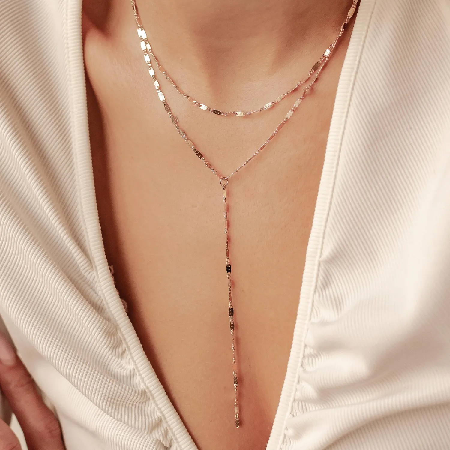 Lariat Necklaces | Filigrane Ketten | Hey Happiness Zweireihige Y-Kette wasserfest