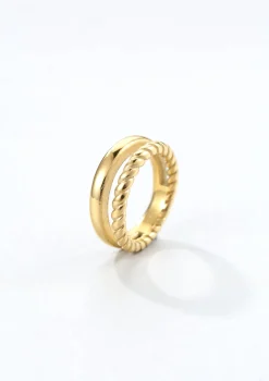 Auffällige Ringe | Hey Happiness Zweireihiger Ring in Gold