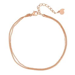 Fußkettchen | Hey Happiness Zweireihiges Kugel und Schlangen-Fußkettchen Rosegold Rose Gold